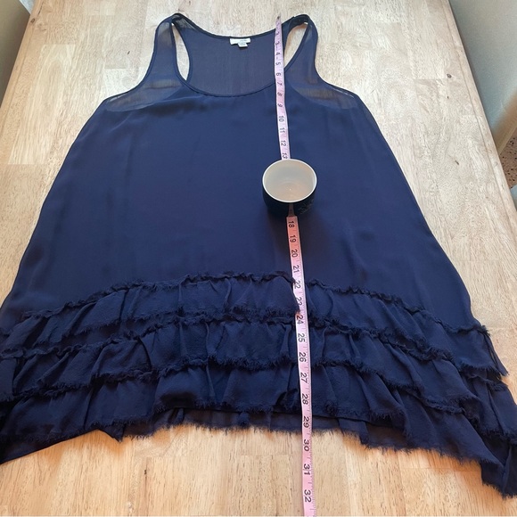 Anthropologie Odille Navy Blue Sheer Swing Top! Great condition! 4 - Picture 10 of 11